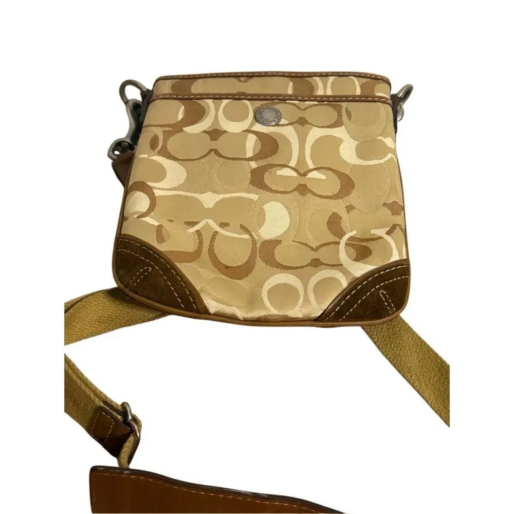 Coach Women's Optic Signature Shoulder Swingpack Crossbody Purse Bag Brown